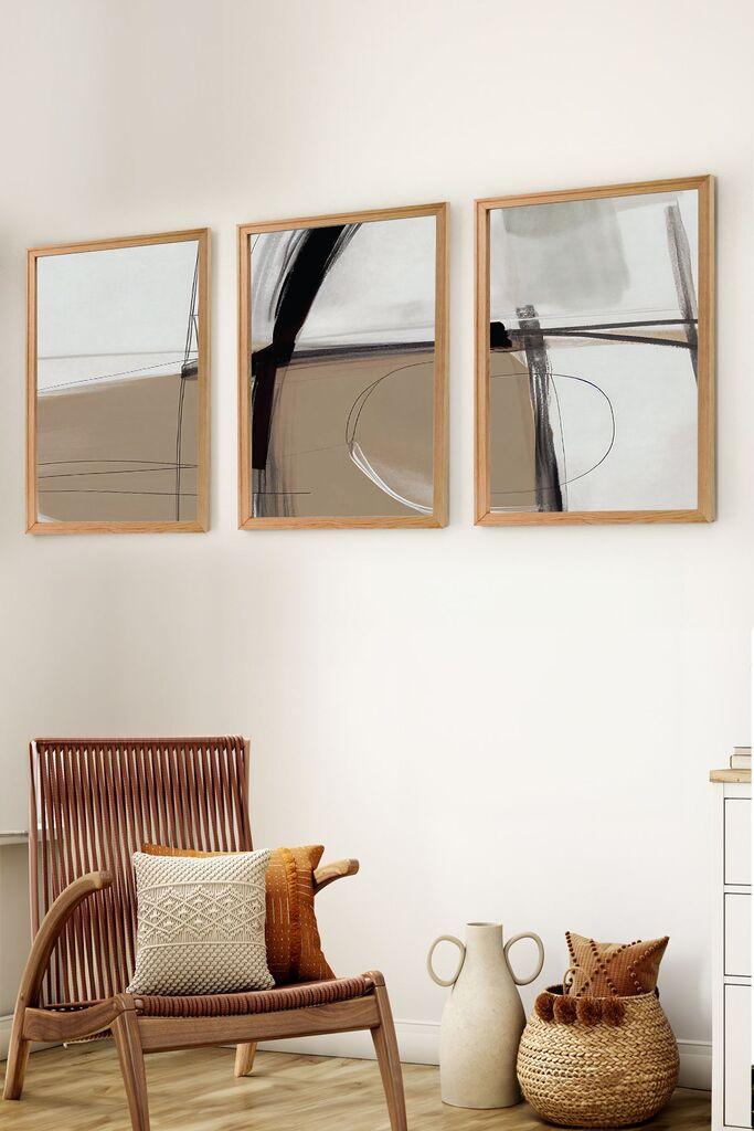 Wallity Set uramljenih MDF slika Myk3013-1, 3 Dela
