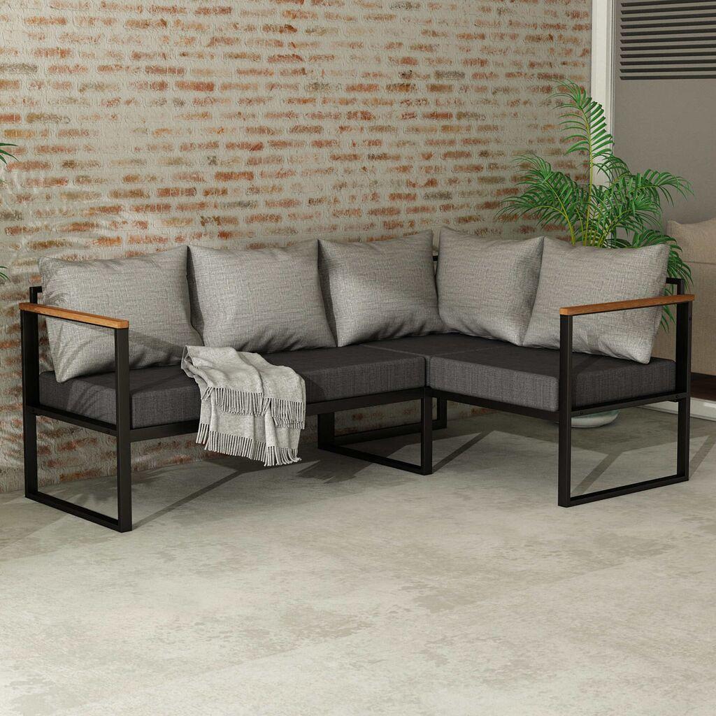 Hanah Home Baštenska ugaona sofa, Antracit