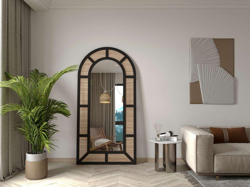 Hanah Home Podno ogledalo Latice, 90 x 180 cm, Crno