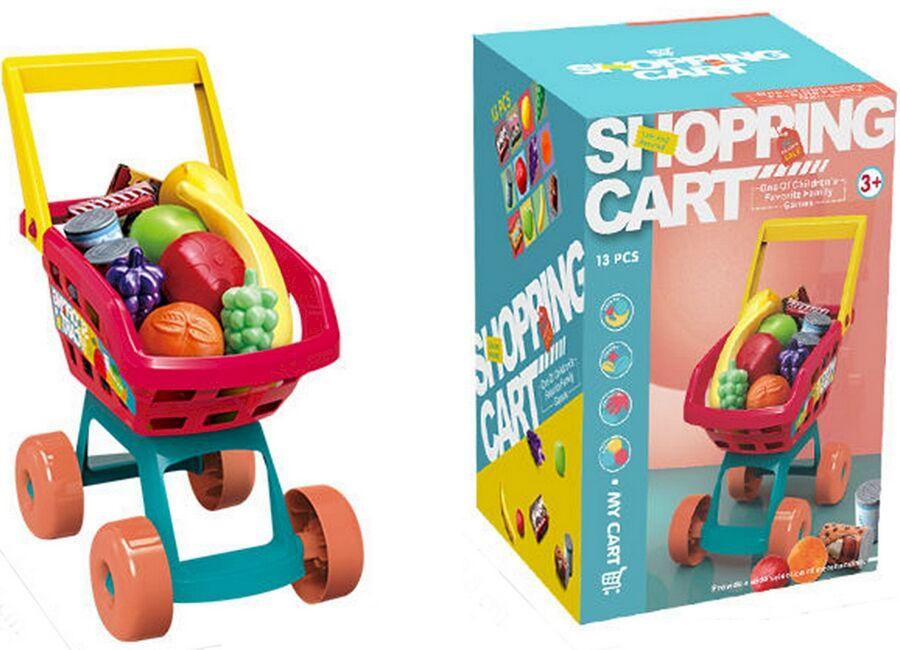 Merx Toys Dečiji set Kolica za kupovinu, 13 komada