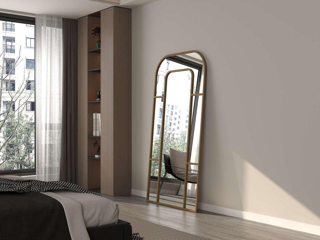 Hanah Home Podno ogledalo Forma, 90 cm x 180 cm, Zlatne boje