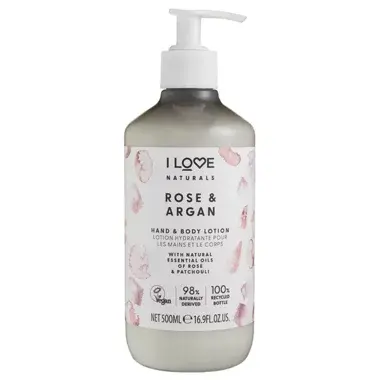 I LOVE Losion za ruke i telo Naturals Ruža i argan, 500ml