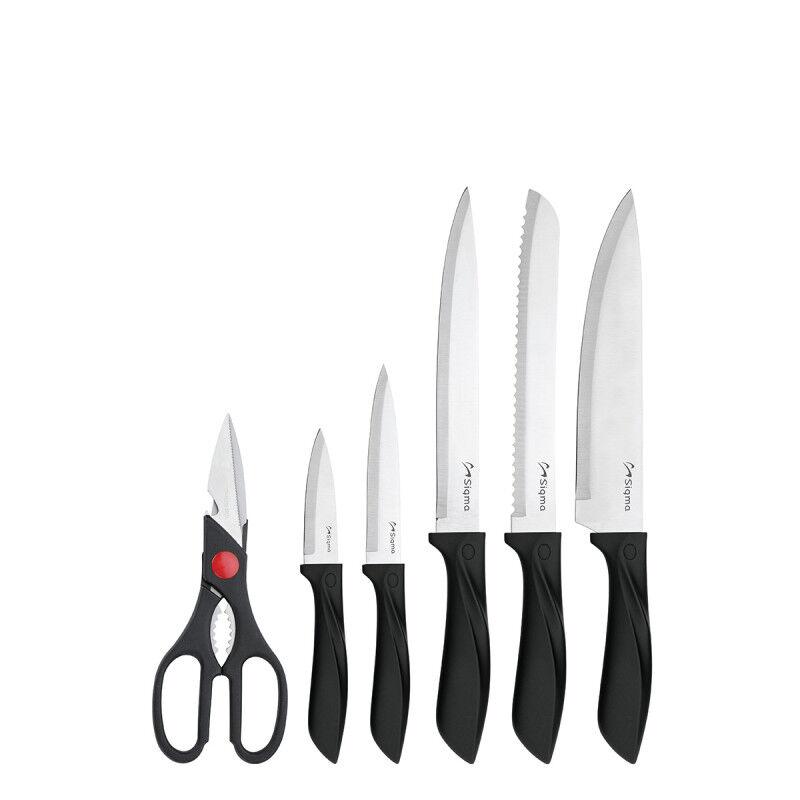 Sigma Set od 5 kuhinjskih noževa sa makazama KK-104, Crni