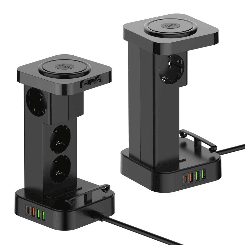 Ldnio Strujna utičnica SEW4485 2500W EU 4 uticnice + 3xUSB QC PD 30W, Wireless 15W, PPS, 2m, Crna