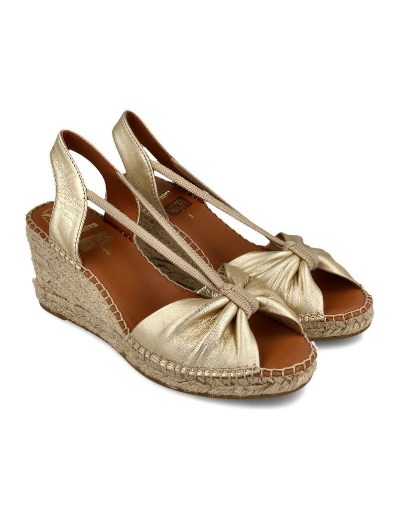 Viguera Ženske kožne espadrile 1909, Zlatne boje