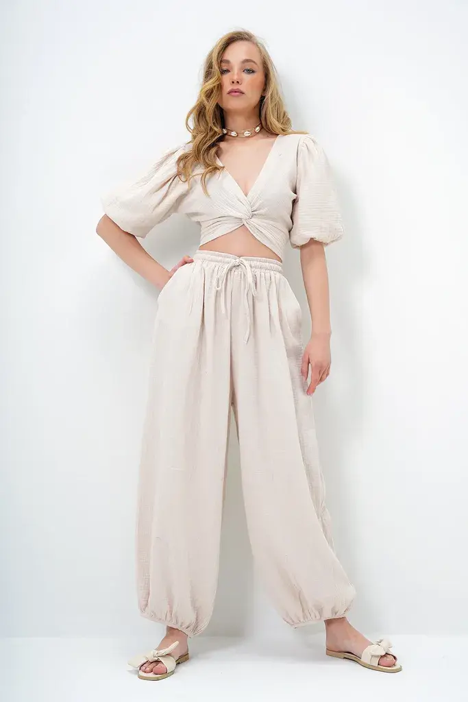 Trend Alacati Stili Ženski komplet bluza i pantalone Alc-X14121, Vanila