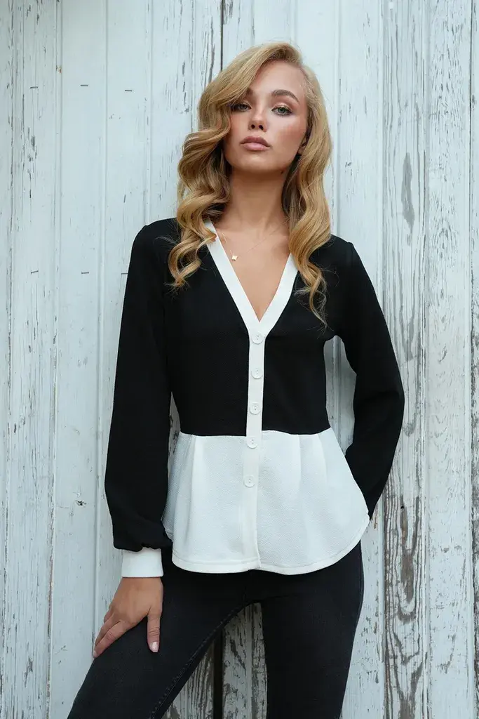 Trend Alacati Stili Ženska bluza Alc-X14499, Crno-bela
