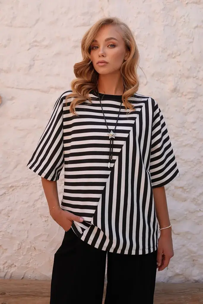 Trend Alacati Stili Ženska bluza Alc-X14539, Crno-bela
