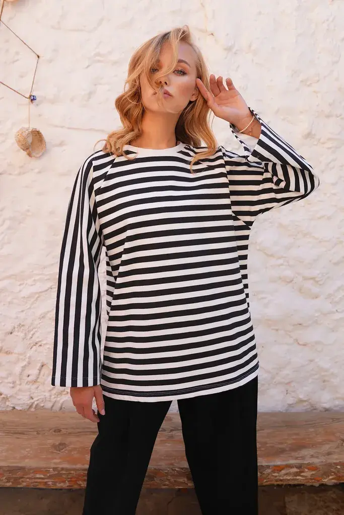 Trend Alacati Stili Ženska bluza Alc-X14540, Crno-bela