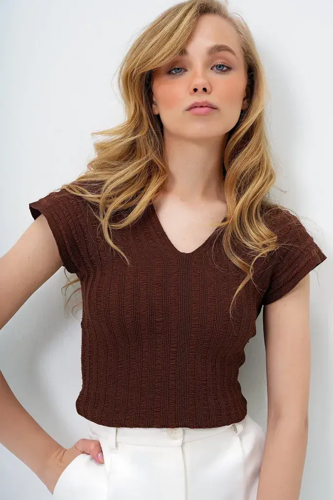 Trend Alacati Stili Ženska bluza Alc-X14147, Smeđa