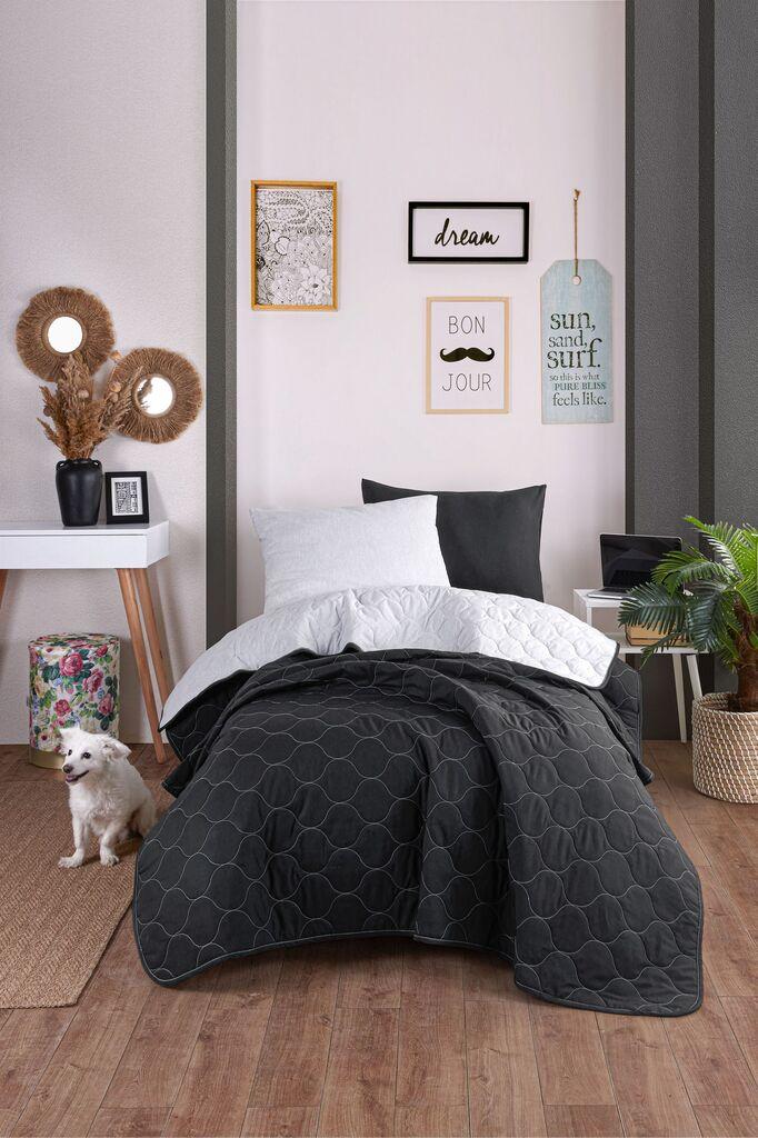 L'essentiel Maison Set posteljina Solid, 160x220 cm, Antracit