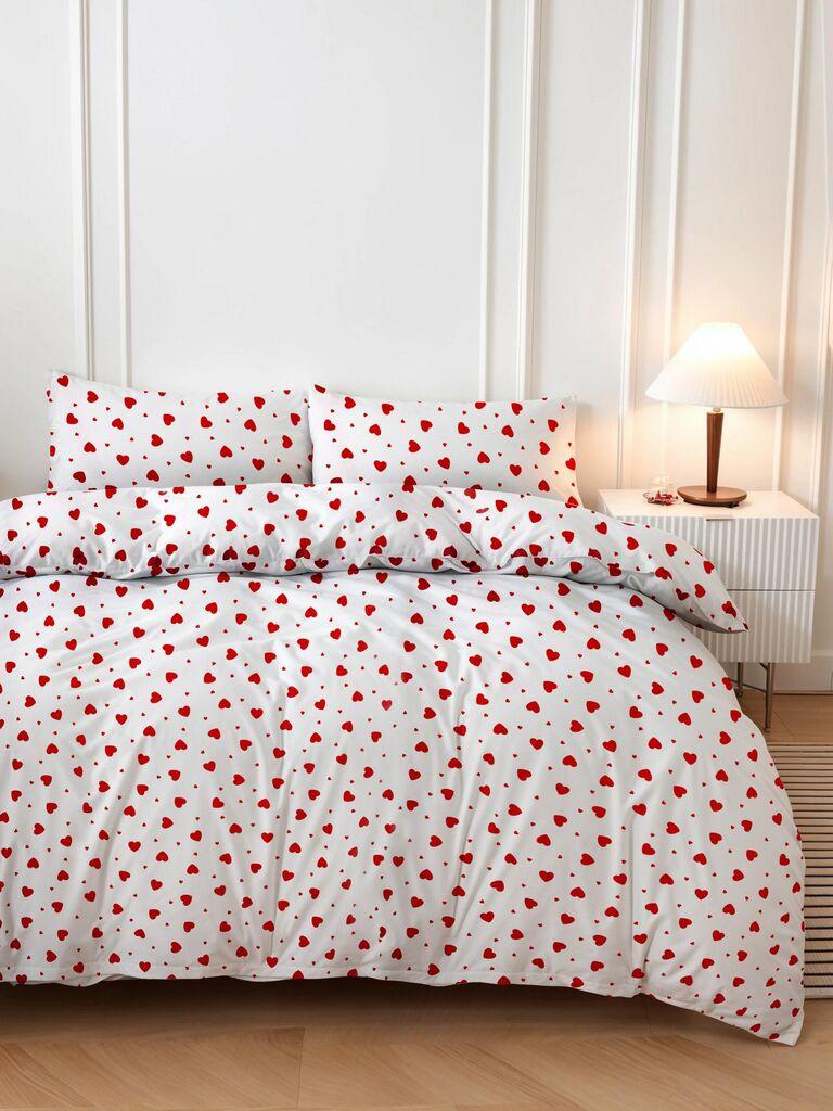 L'essentiel Maison Komplet Posteljine Love Heart, 200x220 cm, Belo-crveni