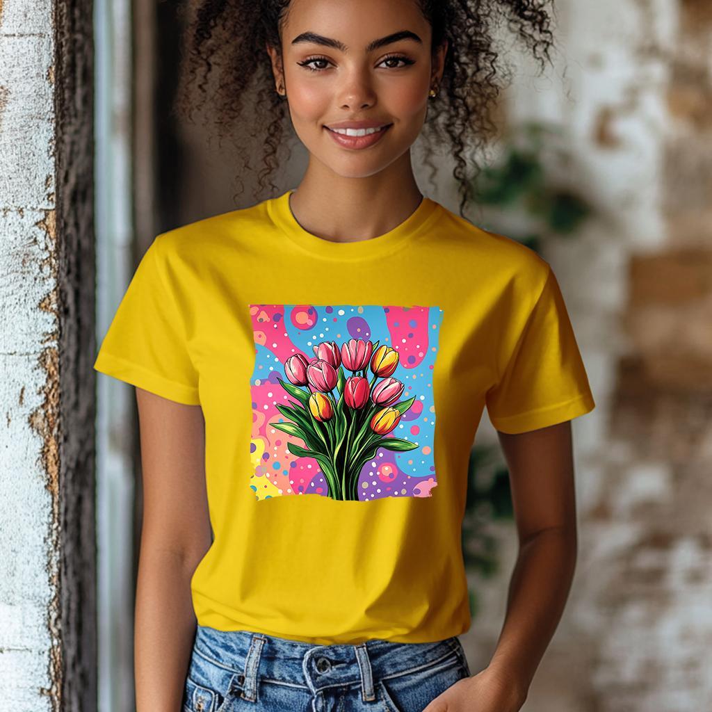 Camiseta Majica sa štampanim printom Cam 955, Ženska, Zlatne boje