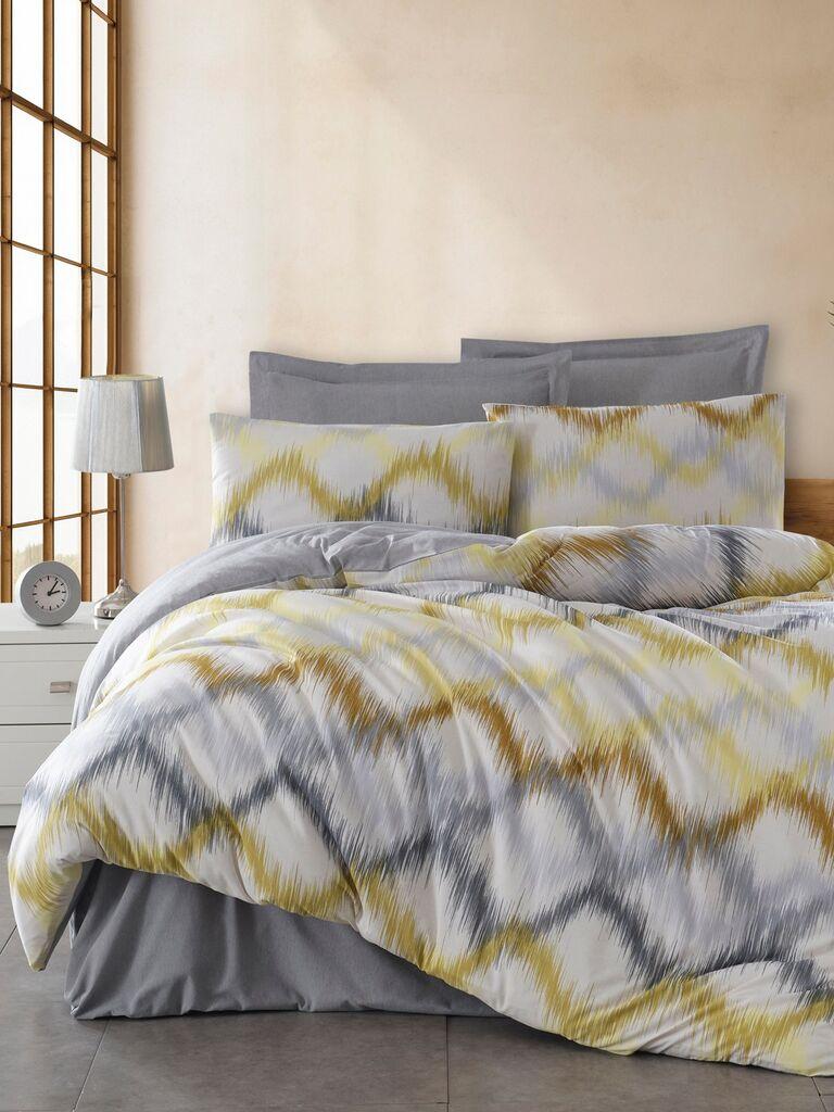 L'essentiel Maison Komplet Posteljine Beat, 200x220 cm, Sivo-žuti