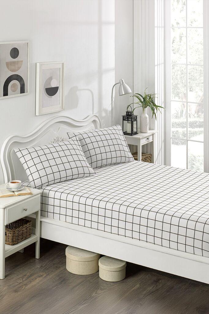 L'essentiel Maison Set Čaršav i 2 jastučnice Artus, 160x200 cm, Belo-crni