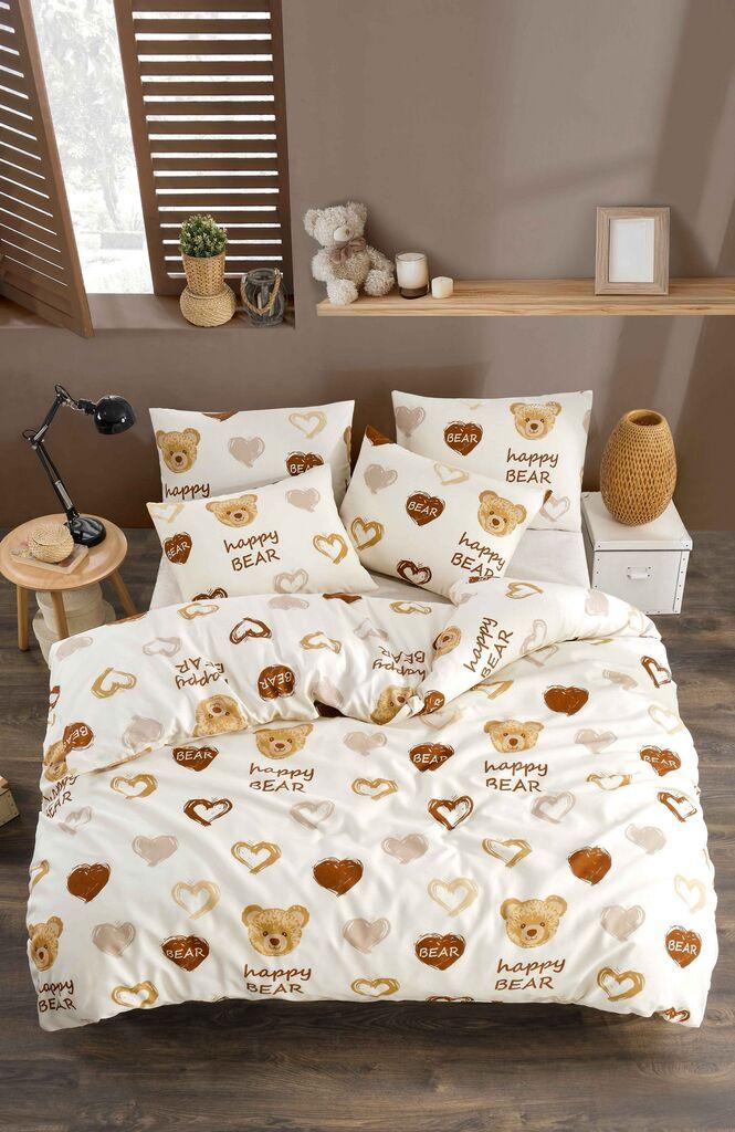L'essentiel Maison Komplet Posteljine Teddy Bear Heart Fitted, 200x220 cm, Belo-braon