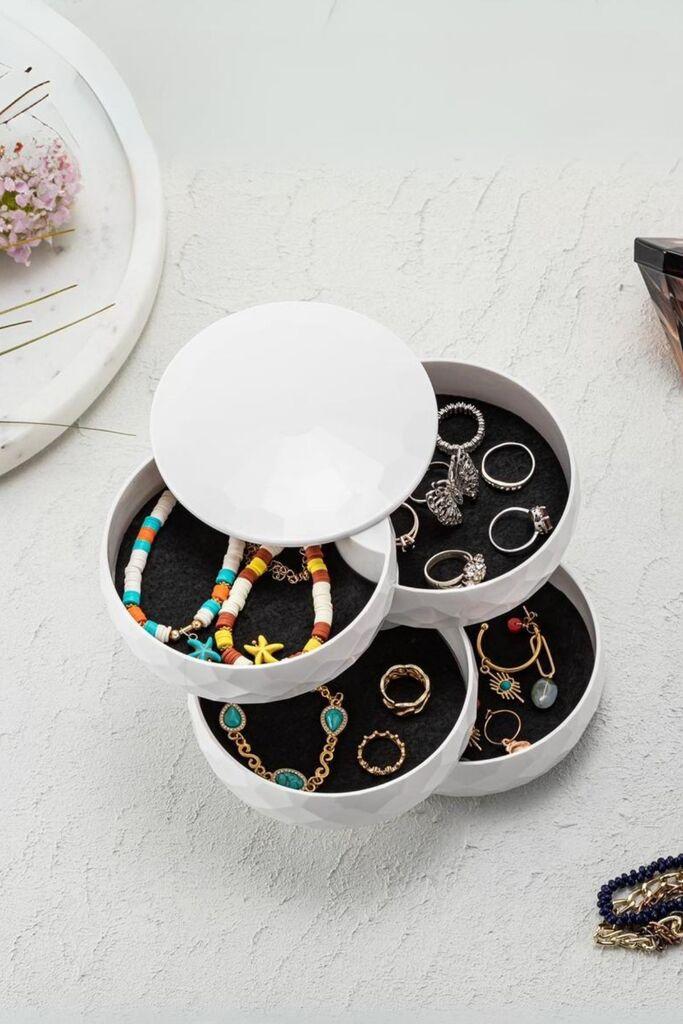 Aberto Design Oragnizator za nakit Dmntkorg-2, 11x11x12 cm, Beli