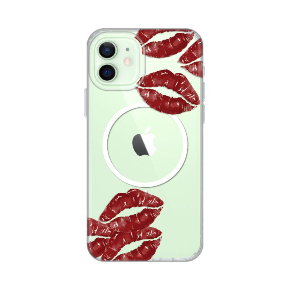 Maska za iPhone 12/12 Pro 6.1 Kisses Print Magsafe, Šarena
