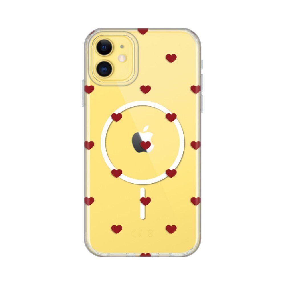 Maska za iPhone 11 6.1 Hearts Print Magsafe, Šarena