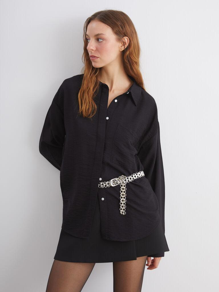 LC Waikiki Ženska košulja W59115Z8-CVL, Crna