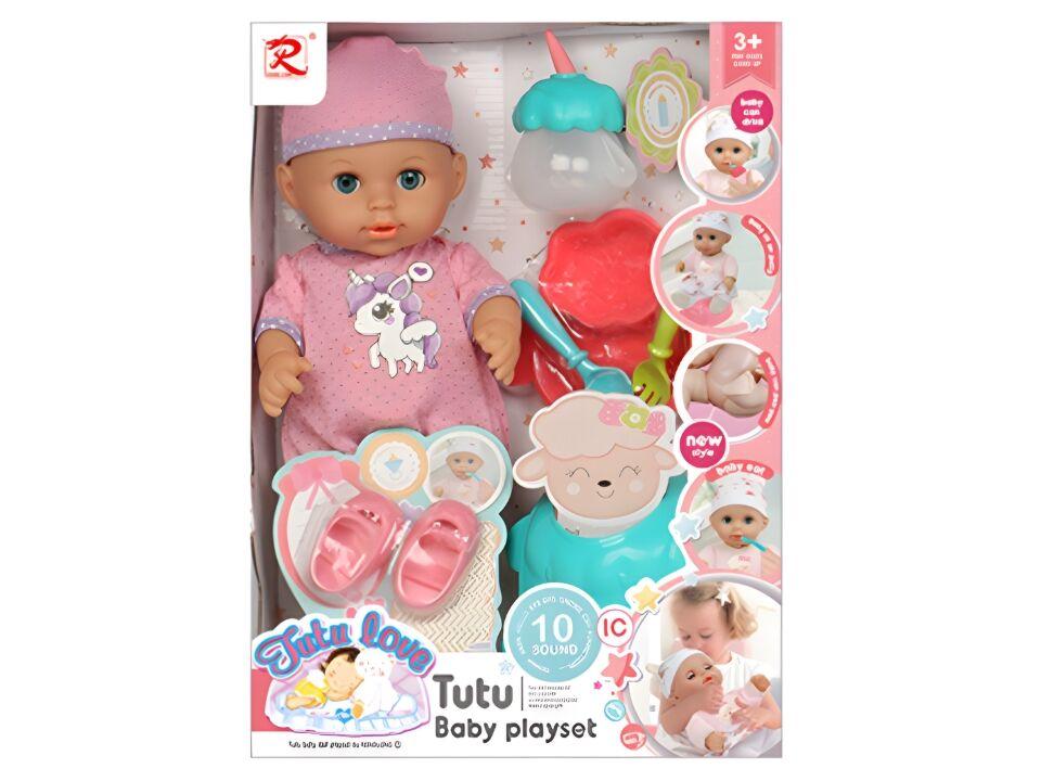 Lutka beba sa setom za hranjenje, Roze