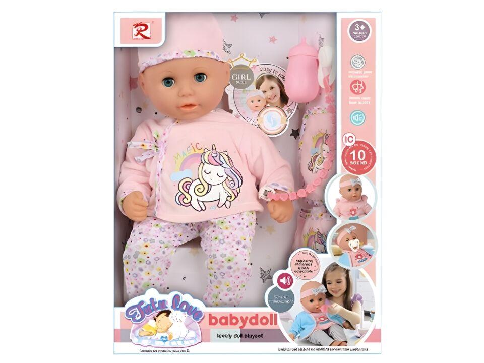 Lutka beba sa setom za hranjenje i nošam, Roze
