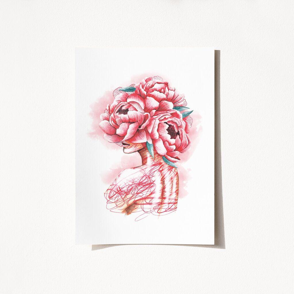 Wallity Poster Cvetna devojka-2096, 21x29,7 cm