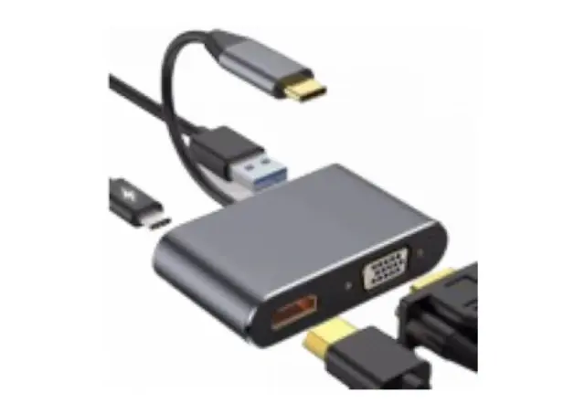 Stars Solutions Adapter, USB - C na HDMI, VGA, USB, PD, Sivi