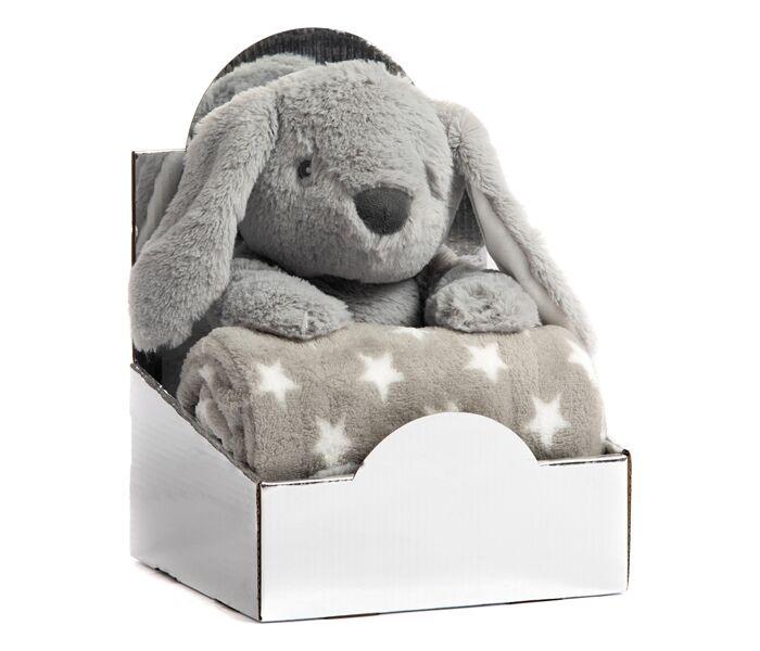 BBO Set ćebe sa igračkom za bebe Zeka, Sivi