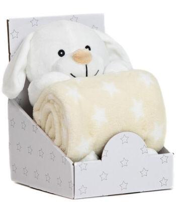 BBO Set ćebe sa igračkom za bebe Pas, Beli