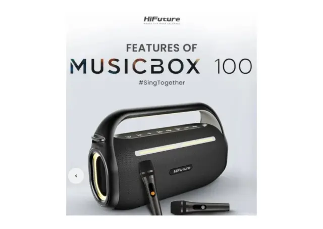 HiFuture Zvučnici MusicBox 100, 70W, Bluetooth, 2 mikrofona, Crni