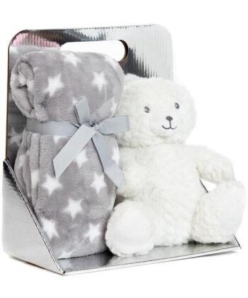 BBO Set ćebe sa igračkom za bebe Meda, Beli