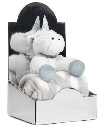 BBO Set ćebe sa igračkom za bebe Jednorog, Sivi