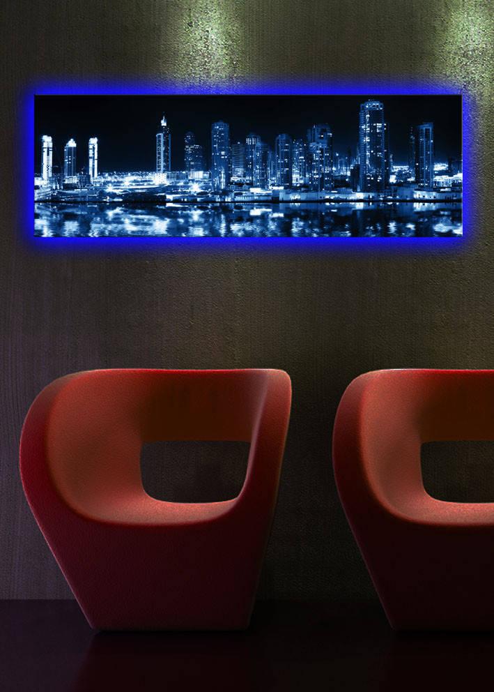 Wallity Slika na platnu sa LED osvetljenjem 30x90cm