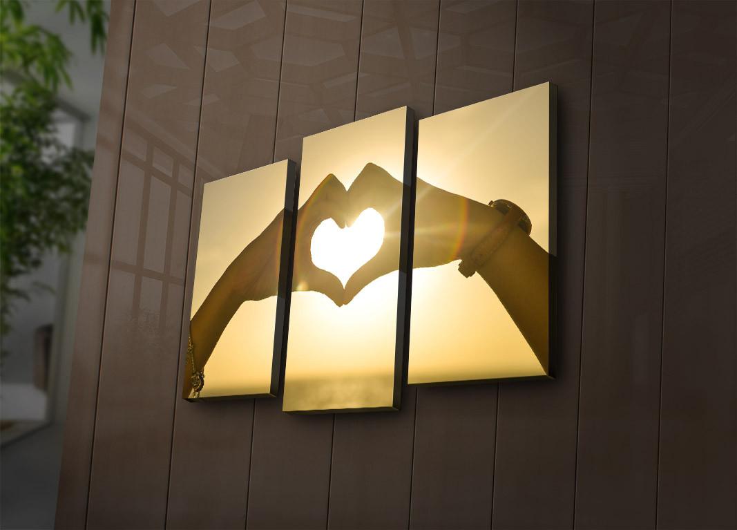 Wallity Slika na platnu iz 3 dela sa LED osvetljenjem