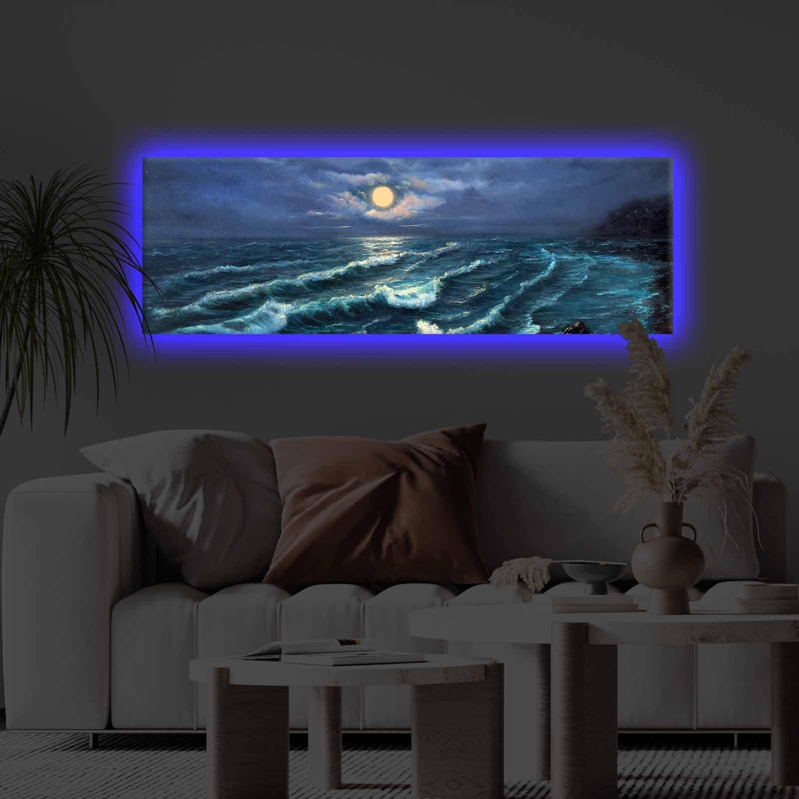 Wallity Slika na platnu sa LED osvetljenjem 30x90cm