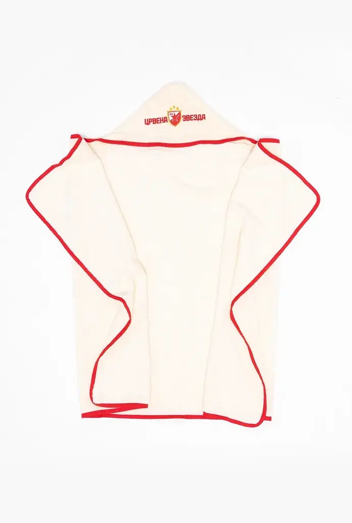 Stefan Peškir za bebe sa kapuljačom Crvena Zvezda, 70x120cm, Bež