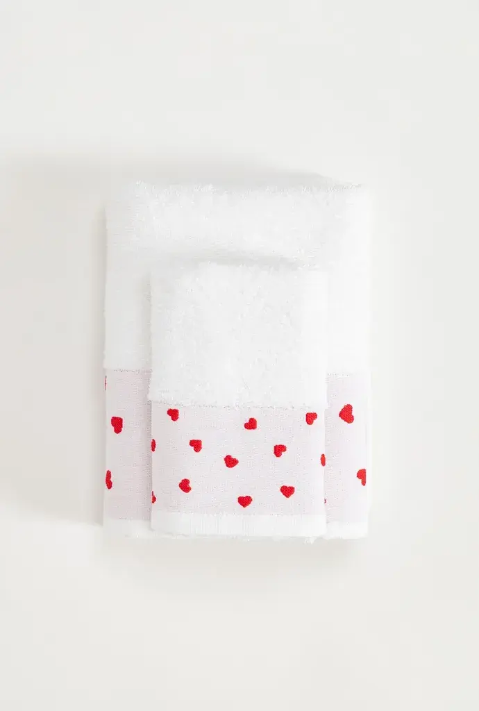 Stefan Set peškira Crveno srce, 2 komada, Beli