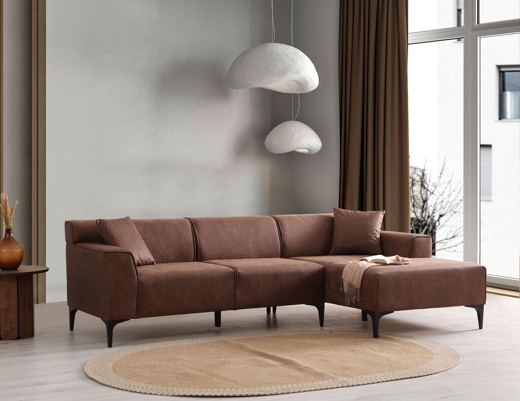 Atelier del Sofa Ugaona garnitura New Petra R Corner, 250x69x145cm, Braon