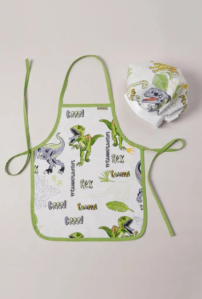 Stefan Kuhinjski set za decu Dino, Kecelja + kapa, Zeleni