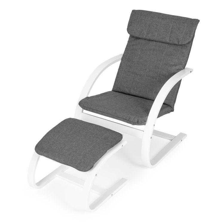 ModernHome Stolica za ljuljanje sa naslonom za noge, Siva