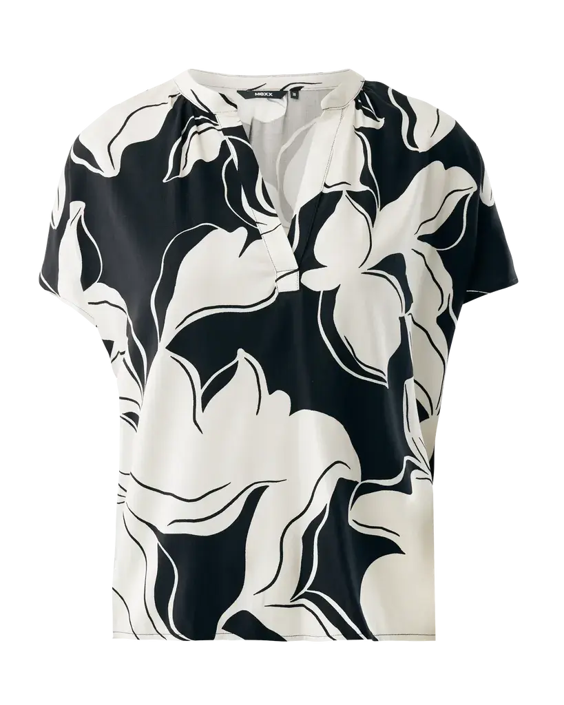 Mexx Ženska bluza MF006100661W, V-izrez, Belo-crna