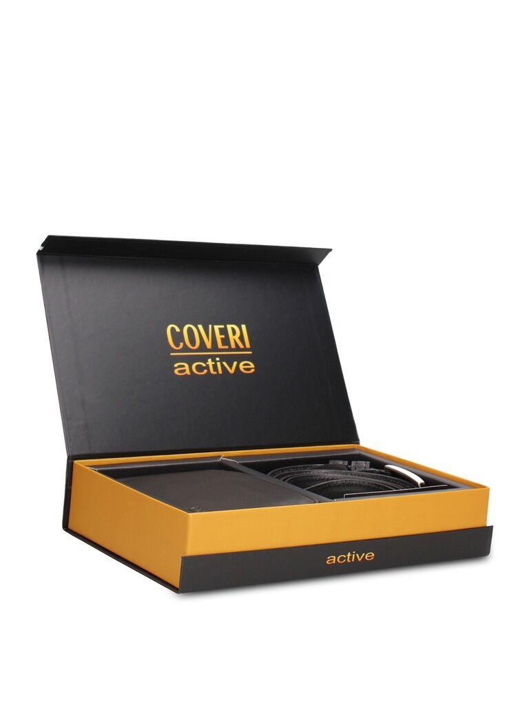 Coveri Muški Set kožni novčanik i Kaiš C-1032, Crni