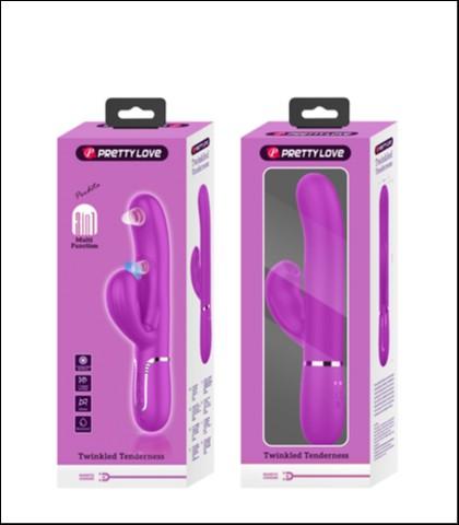 Pretty Love Vibrator sa nastavkom za klitoralnu stimulaciju, Silikonski, 22.8cm, Roze