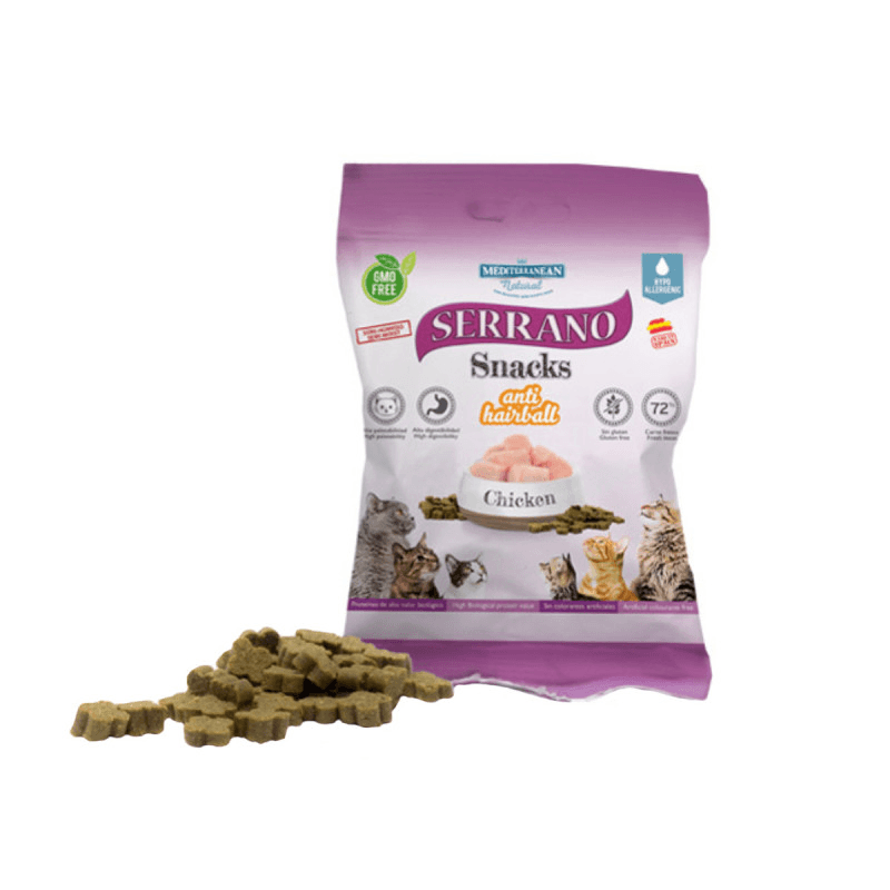Mediterranean Poslastice za mačke Serrano Antihairball, Piletina, 50 g