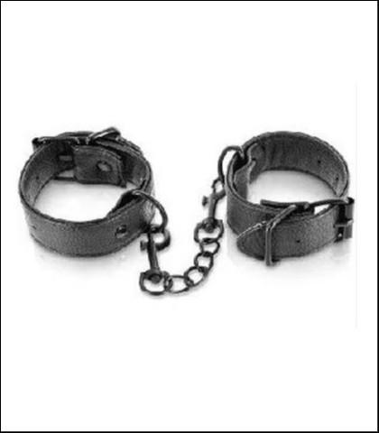 Fetish Lisice za ruke, Podesive, Kožne, Crne