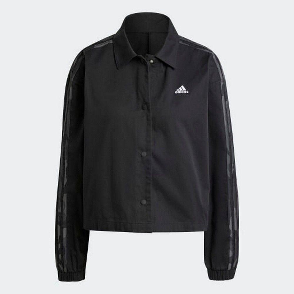 Adidas Ženska jakna ess camo printed 3s twill coach jacket, Crna