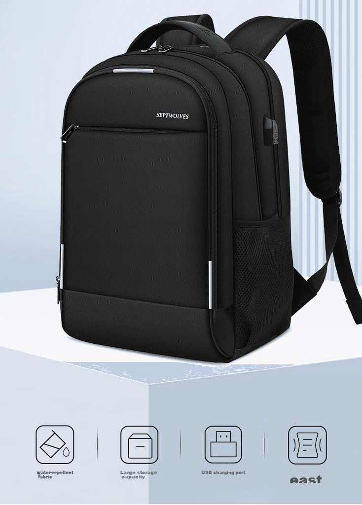 Septwolves Muški ranac za laptop, 17.3", Crni