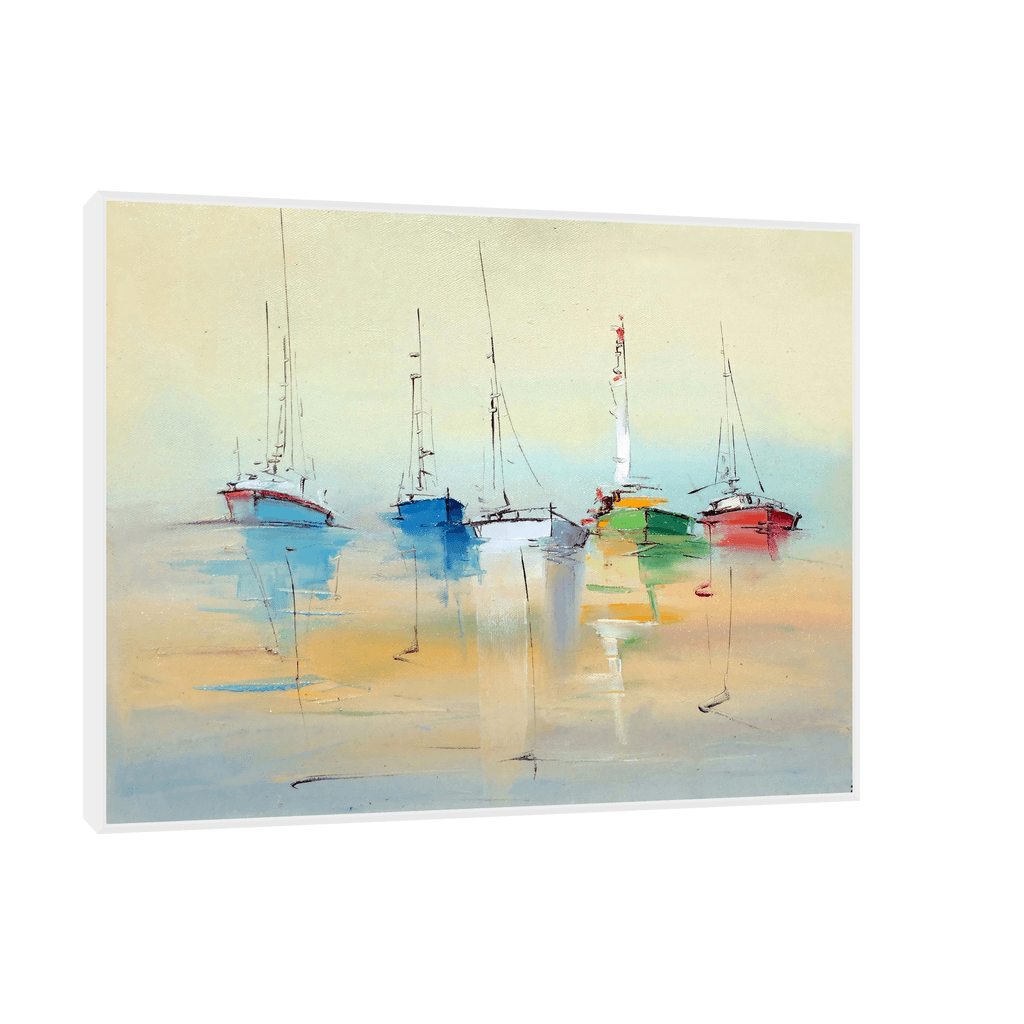 Canvas Slika na platnu Brodovi u luci, Sa ramom, 40 x 30 cm, Beli