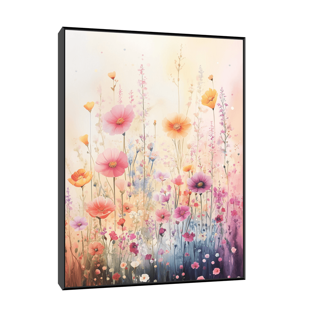 Canvas Slika na platnu Prolećno cveće, Sa ramom, 60 x 80 cm, Crni